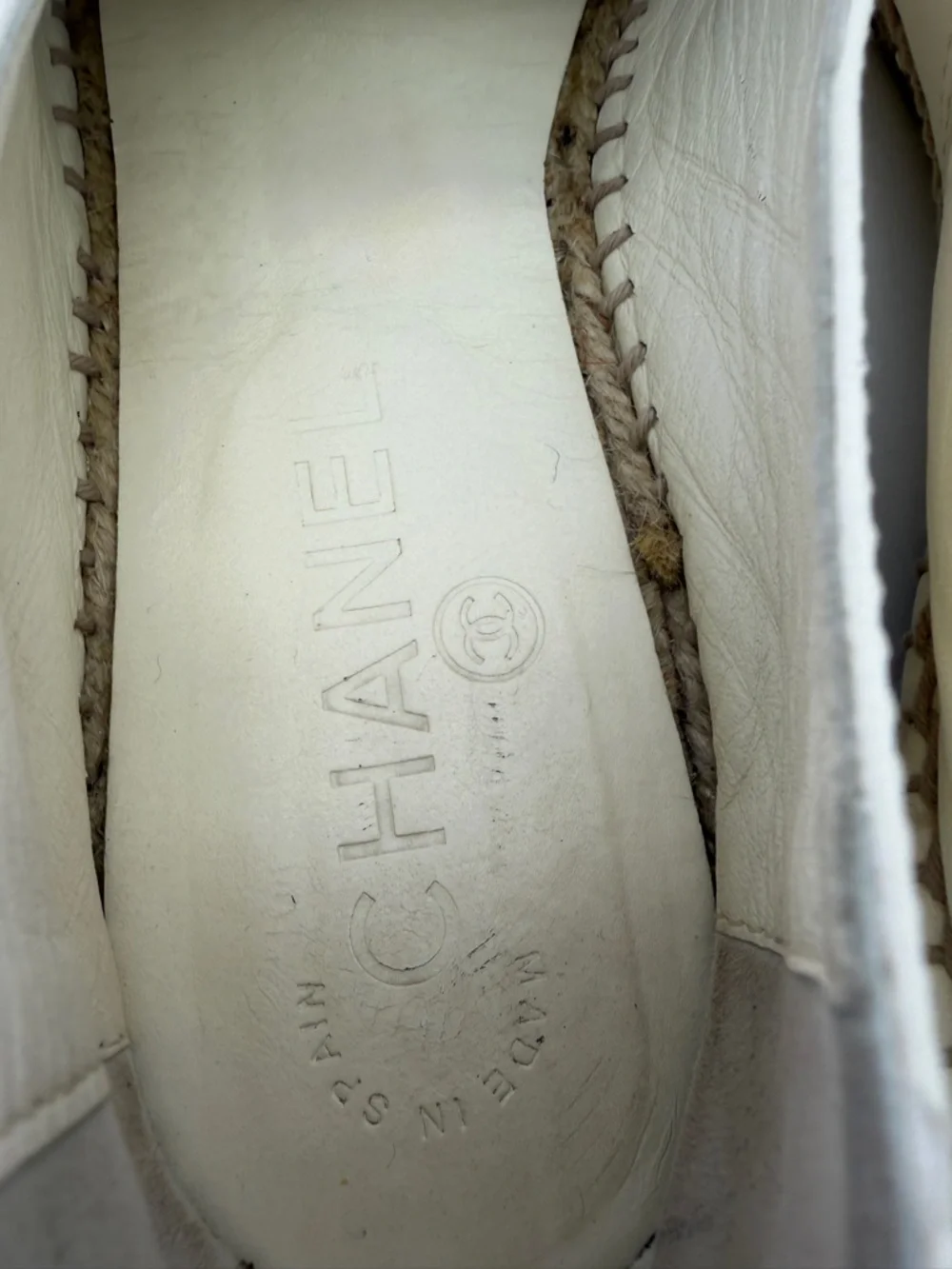 Chanel White/Black Lambskin Leather CC Espadrille Flats 41